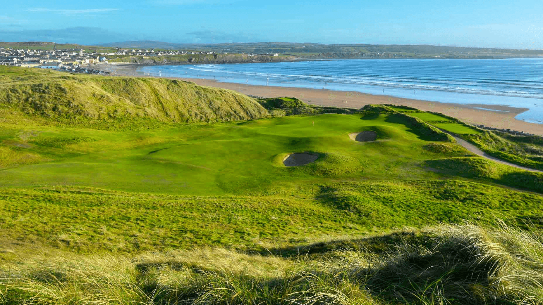 Scenic view of Lahinch Golf Club golf course in Lahinch, Co. Clare